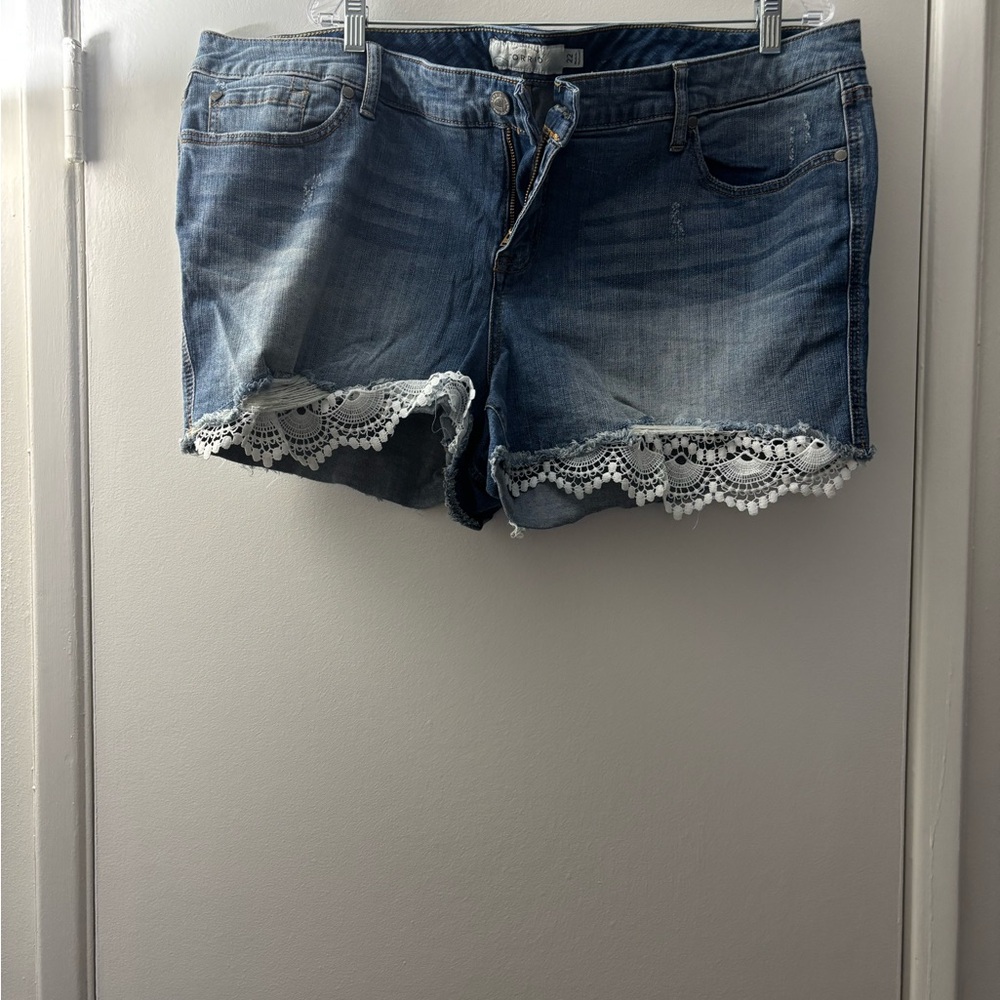 Torrid Blue Jean Shorts with Lace Detail